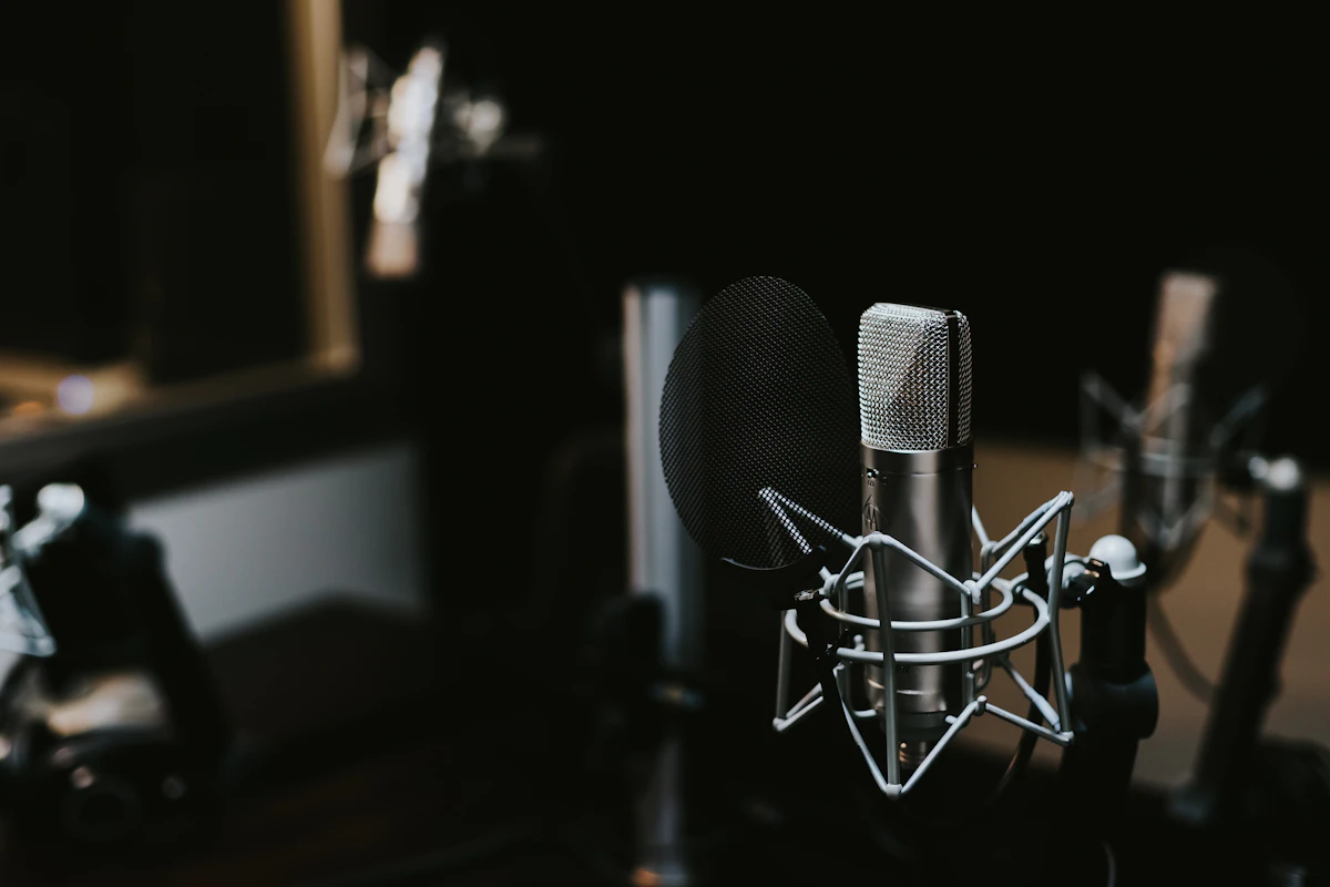Microphone in a radio studio