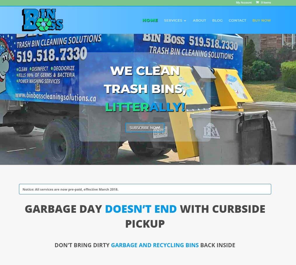 Bin Boss Website Screen Shot