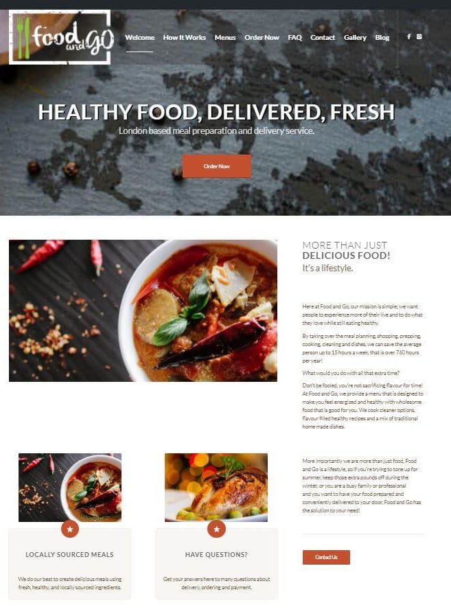 screenshot of Food and Go site