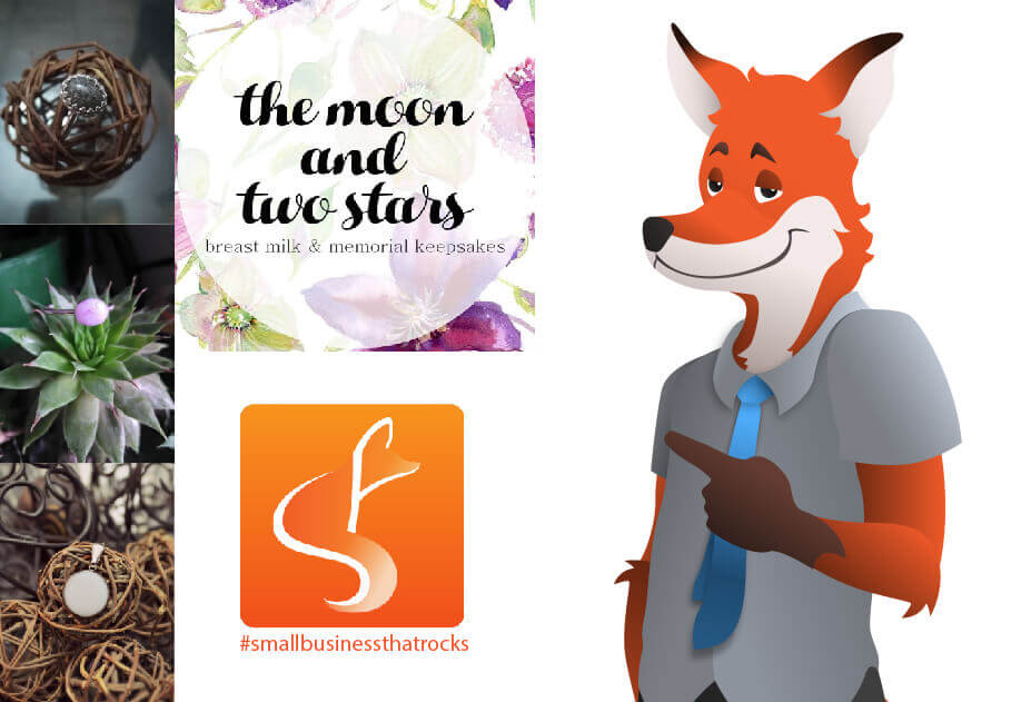 slyfox mascot pointing at moon and two stars logo - SlyFox Web Design and Marketing
