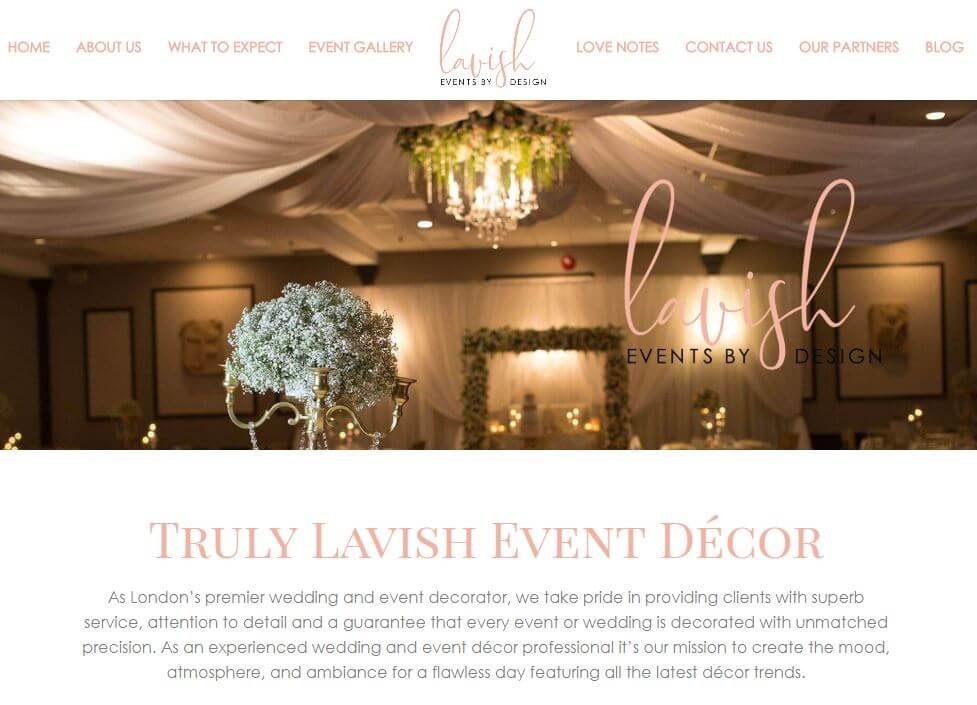 Lavish Events by Design homepage