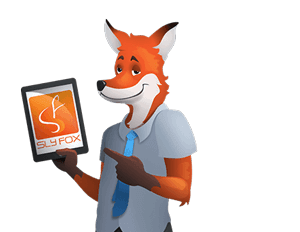 slyfox fox logo with tablet on transparent background - SlyFox Web Design and Marketing