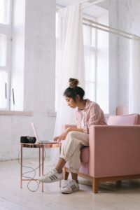 woman using a laptop